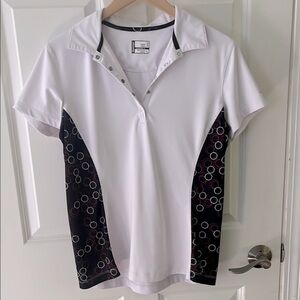 Slazenger UV 30 wicking stretch White &Black Fitted Polo Shirt sz Large